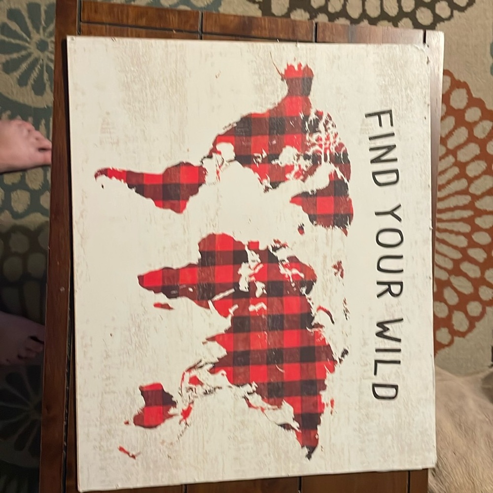 Red and Black buffalo plaid find your wild sign
